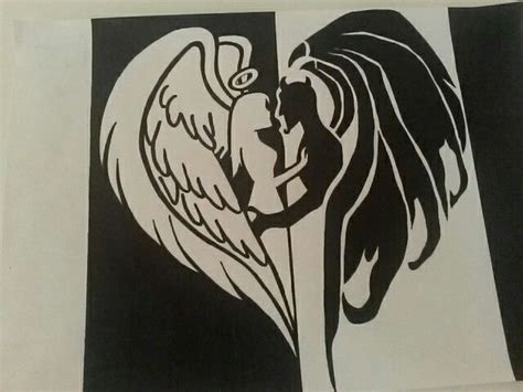 My angel and demon in love I draw this last month | Demon drawings, Pop art canvas, Angel drawing