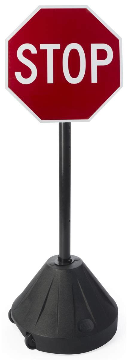 18” Portable Stop Sign with Wheels, Weather-Resistant, Aluminum, Reflective - Black | Stop sign ...