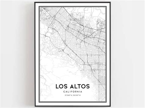 Los Altos Map Print Los Altos Map Poster Wall Art Ca City - Etsy