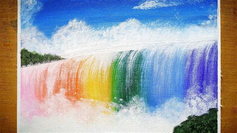 Easy Rainbow Waterfall Landscape Painting tutorial for beginners ...