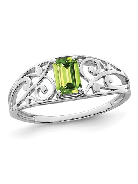 1/2 Carat (Ctw) Emerald-Cut Peridot Ring in Sterling Silver - Walmart.com