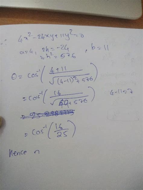 "5. The equation ( 4 x ^ { 2 } - 24 x y + 11 y ^ { 2 } = 0 ) representsn(A) two parallel linesn ...