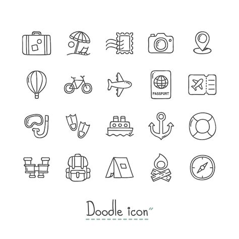 Premium Vector | Doodle Travel Icons.