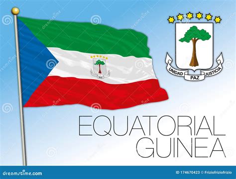 Equatorial Guinea National Flag and Coat of Arms, Africa Stock Vector ...