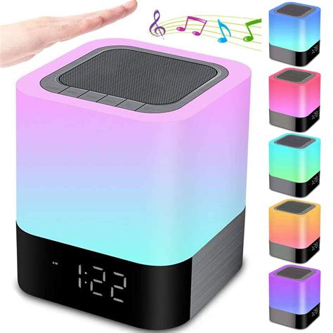 きます Night Light Bluetooth Speaker， HD Stereo Sound， Bedroom Alarm Clock ...