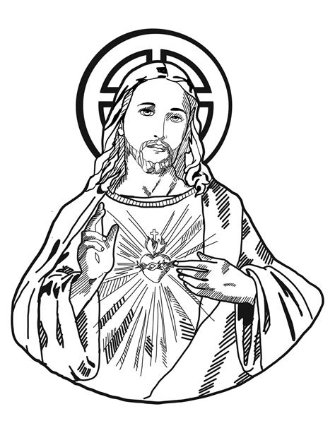 Sacred Heart - Catholic Coloring Page