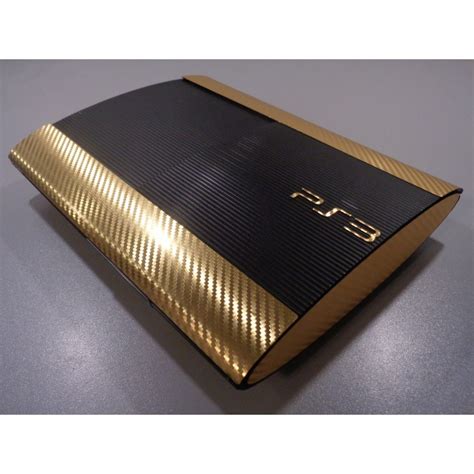 PS3 Super Slim skin 3d Carbon fiber chrome Gold - XQ Gaming