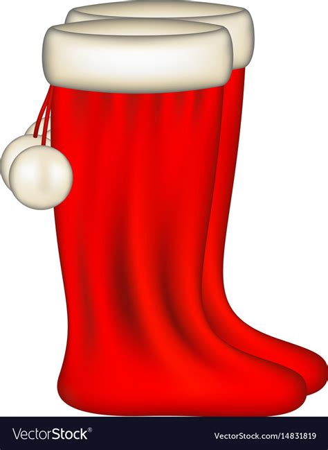 Red santa claus boots Royalty Free Vector Image