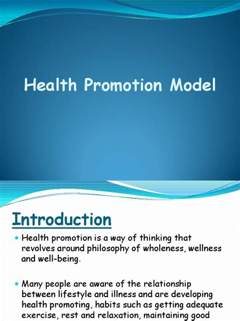 Health Promotion Model | Preventive Healthcare | Health Promotion