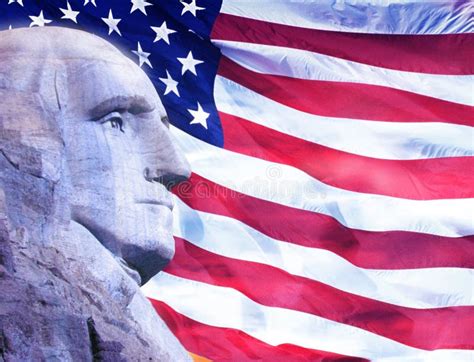 Profile Of President George Washington And American Flag Stock Photo ...