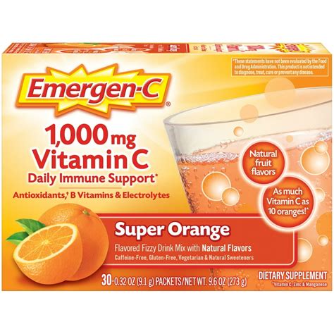 Emergen-C Immune Plus Vitamin C Supplement Powder, Super Orange, 30 Ct - Walmart.com - Walmart.com