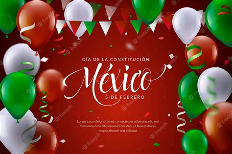 Free Vector | Mexico constitution day with realistic balloons