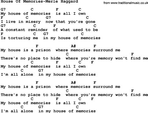 Country Music:House Of Memories-Merle Haggard Lyrics and Chords