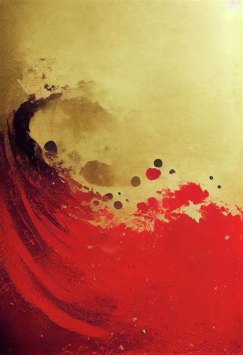 Expressive Red Wave on Golden Paper Digital Art by Hakon Soreide - Fine Art America