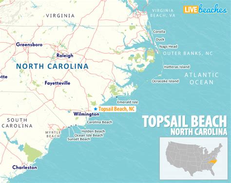 Map of Topsail Beach, North Carolina - Live Beaches