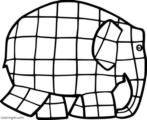 an elephant made out of squares in black and white