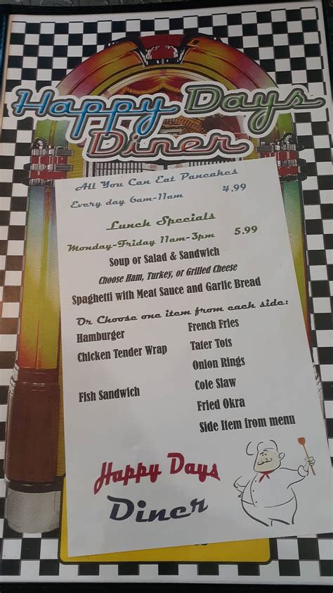 Menu at Happy Days Diner restaurant, Pauls Valley, W Grant Ave