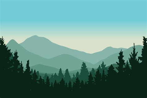 mountain pine forest silhouette 7493837 Vector Art at Vecteezy