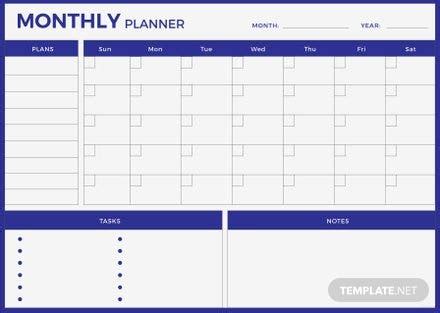 Free Monthly Planner Template in Adobe Photoshop, Adobe Illustrator, Adobe InDesign | Template.net