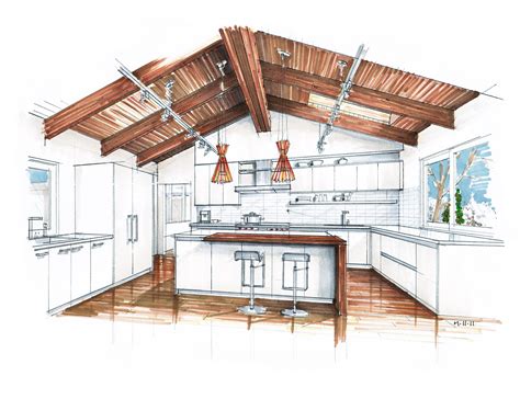 Interior Design Living Room Sketches Interior Design Sketches Kitchen: Kitchen Design Mick ...