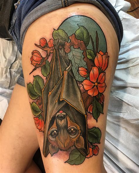 I asked my tattoo artist for a really cute bat. She delivered. : r/batty