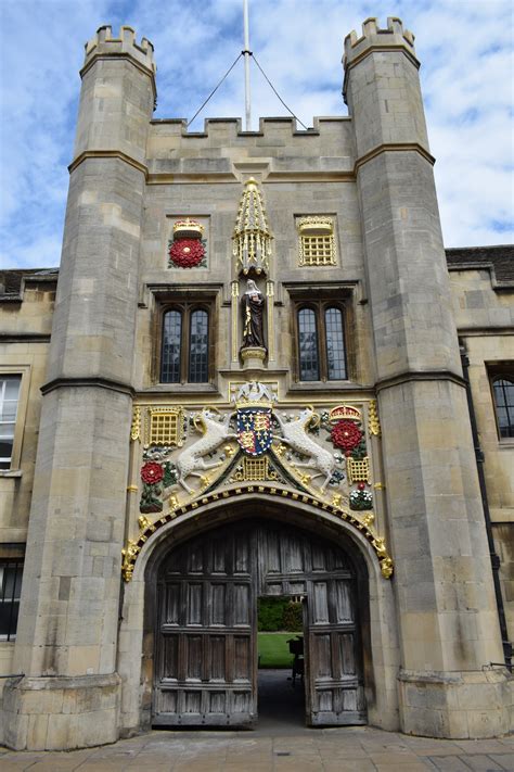 The recently restored gatehouse of Christ's College, Cambridge, showing ...