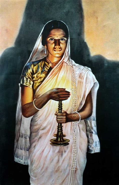 Raja Ravi Varma Paintings - Lady with Lamp by Prawal