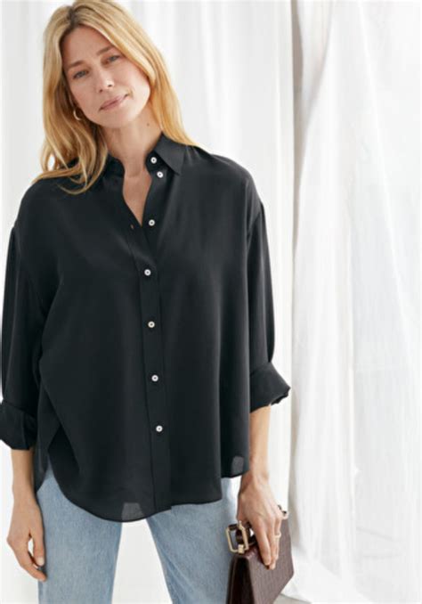 Oversized Button Up Silk Shirt in 2020 | Silk shirt, Black silk shirt, Straight clothes