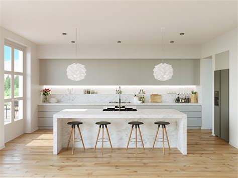 30 Gorgeous Grey and White Kitchens that Get Their Mix Right | White modern kitchen, One wall ...