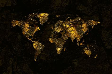 World map gold - Wallpaper