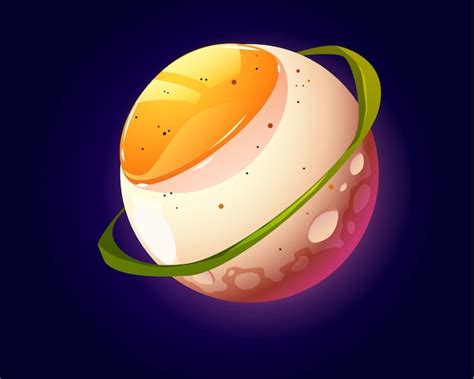 Free Vector | Egg planet in outer space. funny food ovum sphere