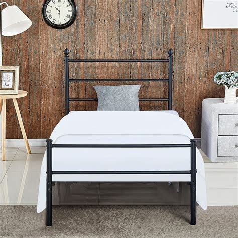 Twin Size Metal Platform Bed Frame with Headboard,Easy-Assembly with Under-Bed Storage，Black ...