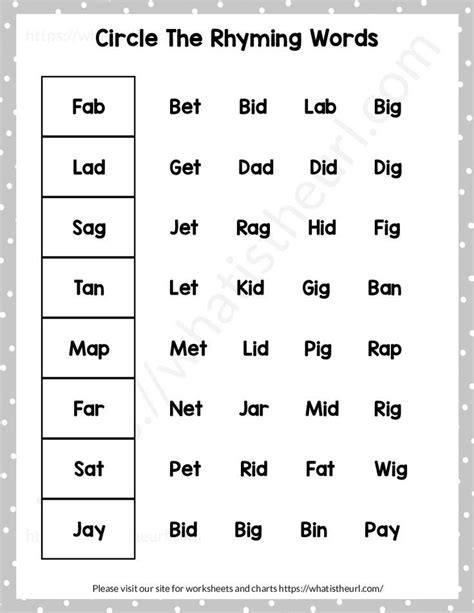 Circle the Rhyming Words Worksheet – Exercise 4 | Rhyming words ...