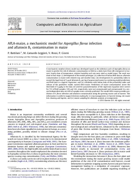 (PDF) AFLA-maize, a mechanistic model for Aspergillus flavus infection and aflatoxin B1 ...