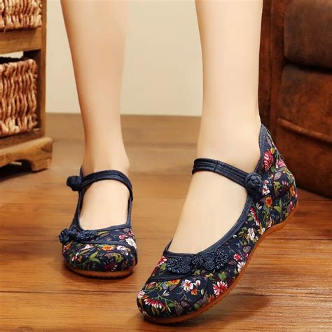 Chinese Cloth Shoes Women 2018 Spring Spring Peking Flat Canvas Casual ...