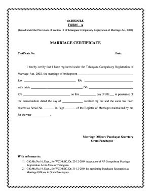 Gram Panchayat Marriage Certificate Format Pdf - Fill Online, Printable ...