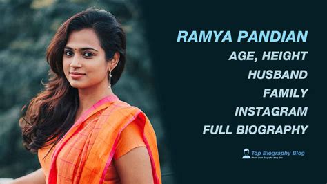 Ramya Pandian Biography, Wiki, Age, Husband, Father, Wikipedia