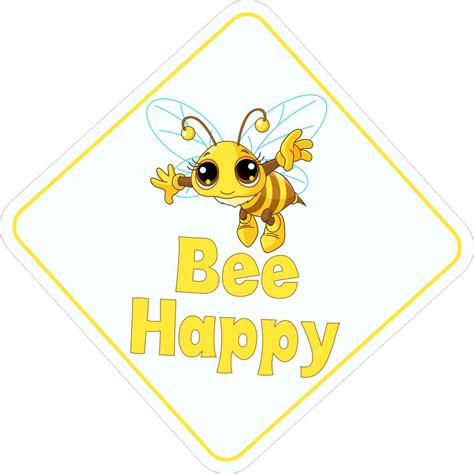 13.5 x 13.5 Bee Happy Sticker Vinyl Large Decal Car Window Stickers Decals - StickerTalk®