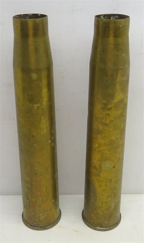 Two WWII brass artillery shells, H44cm - Antiques & Interiors