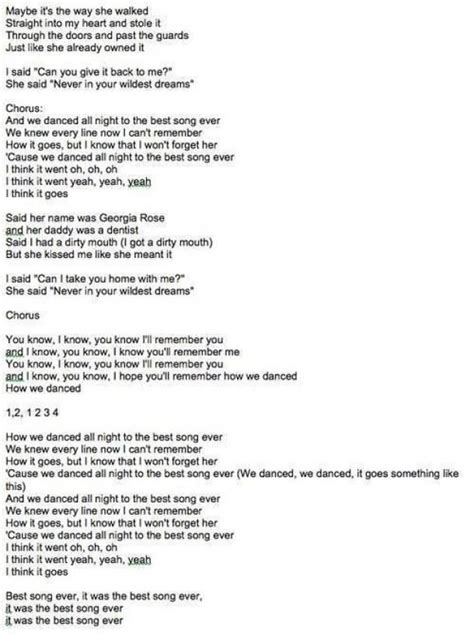 Best Song Ever Lyrics - One Direction Best Song Ever Lyrics With Names ...