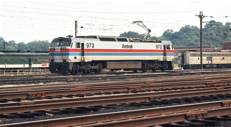 Amtrak GE E60 electric locomotive # 973, is seen waiting f… | Flickr