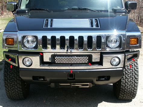 Hummer H2 Chrome Front Bumper Trim Package, 2003, 2004, 2005, 2006, 2007, 2008, 2009 | ShopSAR.com