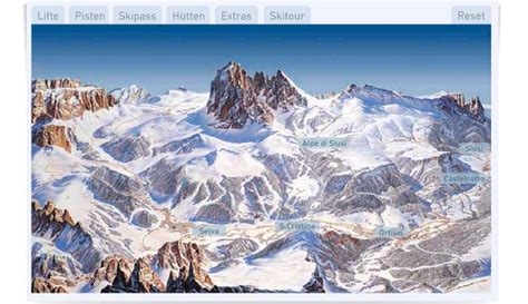 Interactive map of the Val Gardena Skiing Areas - Val Gardena - Dolomites, Italy