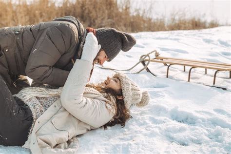 Couple Having Fun in Winter Outdoors Stock Photo - Image of attractive, park: 164231712