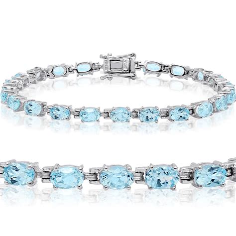 12ct tw Sky Blue Topaz Tennis Bracelet in Sterling Silver 7 1/4 inch ...