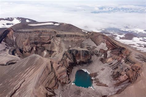 The Blue Lake in the Crater of Gorely Volcano. Kamchatka Peninsula, Russia Stock Image - Image ...