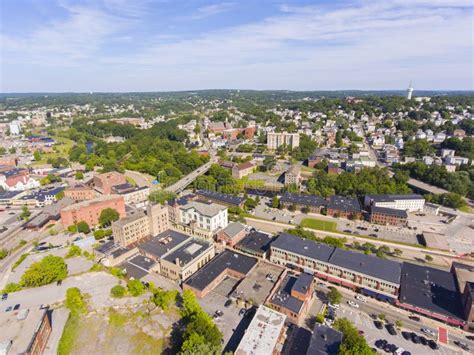 Woonsocket Downtown Aerial View, Rhode Island, USA Stock Photo - Image of architectural ...