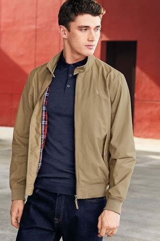 Men's Tan Harrington Jacket, Navy Polo, Navy Jeans | Men's Fashion ...