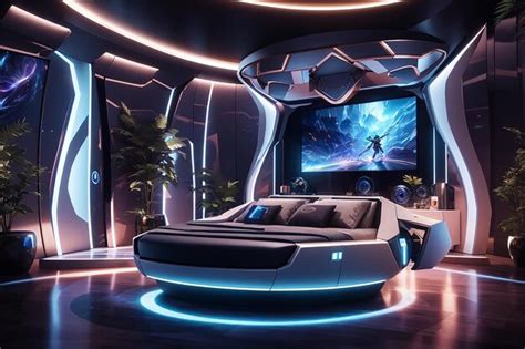 Premium AI Image | Virtual reality gaming room with dynamic lighting ...