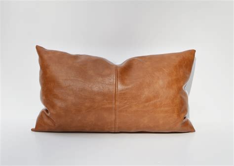 Caramel Brown Paneled Faux Leather Pillow Cover | Leather pillow, Pillows, Pillow covers